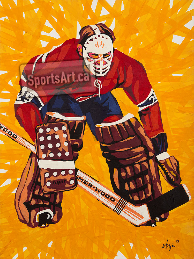 Ken Dryden Mask (original painting) and stick | Art Print